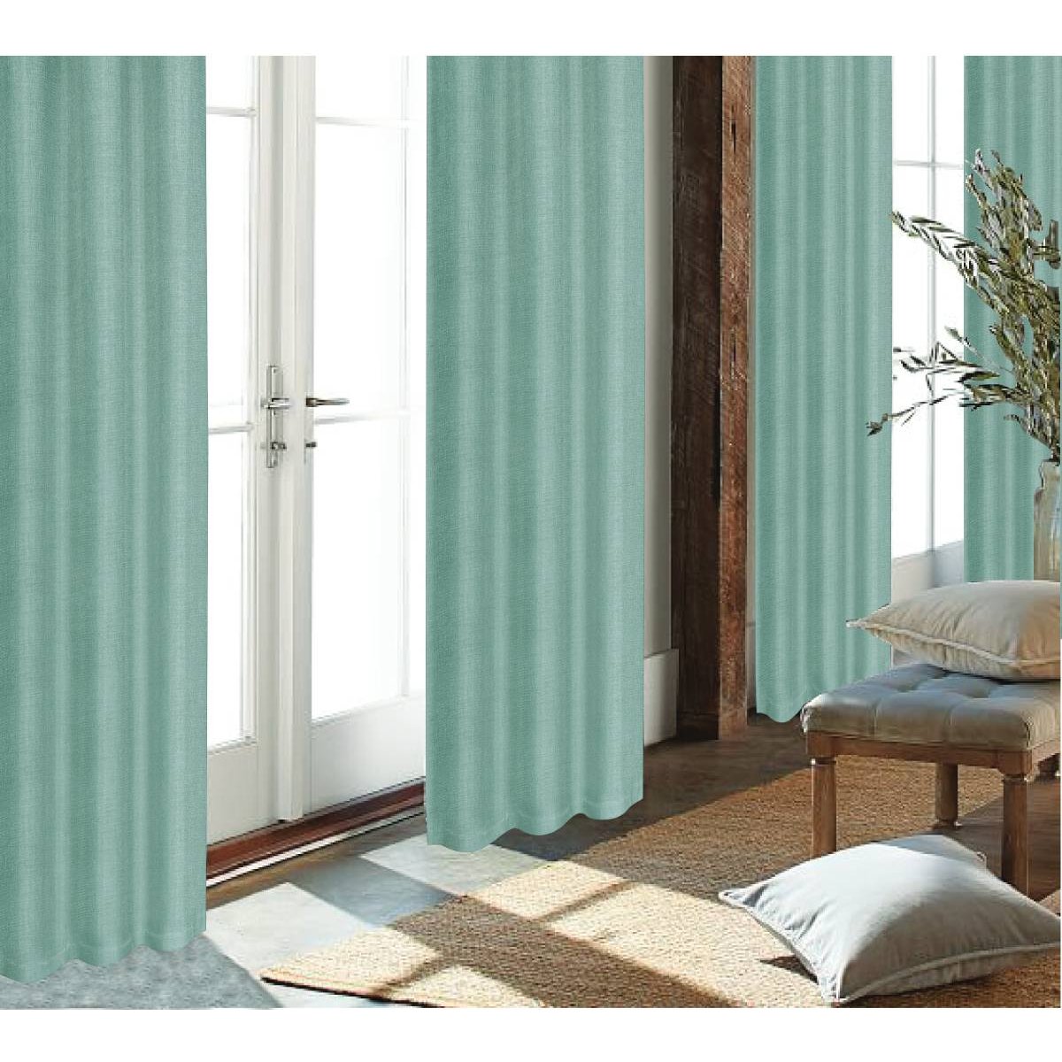 Cortina 1 Panel Daisy Bo Arillo 1.38X2.25 Verde Agua Chd Home