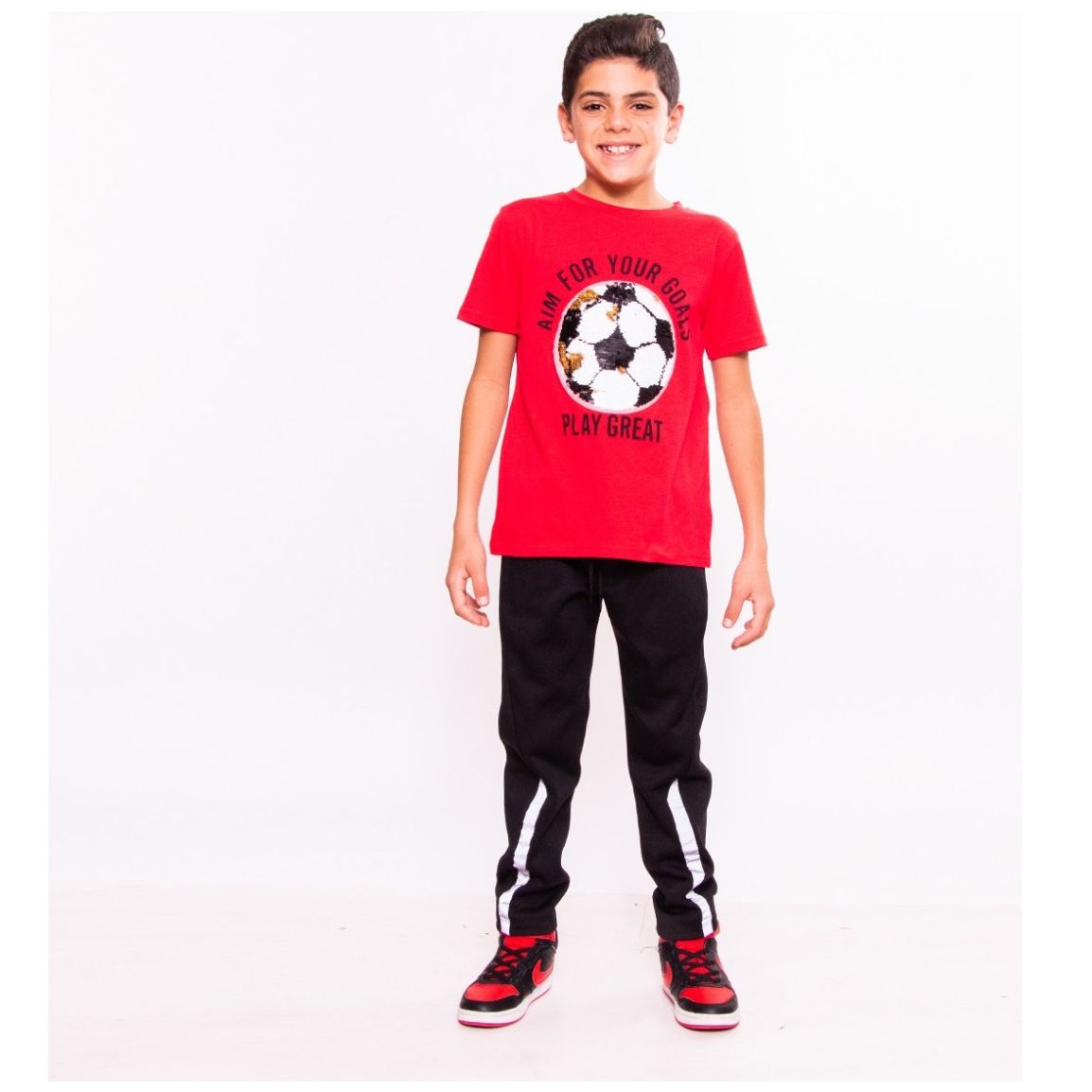 Playera para Niño Manga Corta con Balón de Lentejuela Studio si