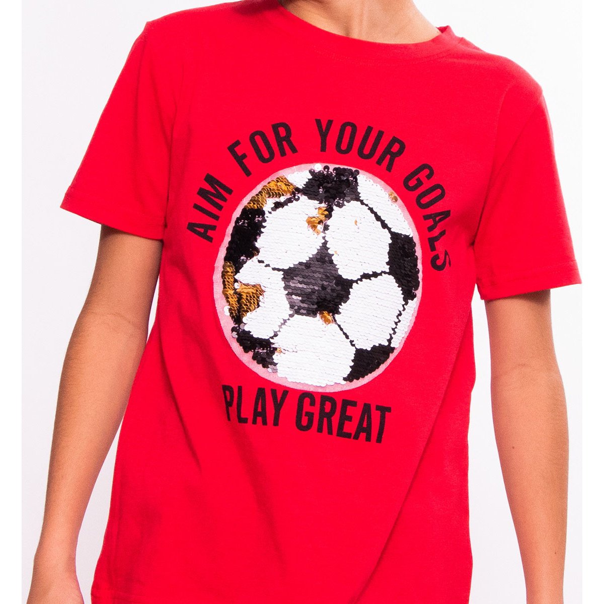 Playera para Niño Manga Corta con Balón de Lentejuela Studio si