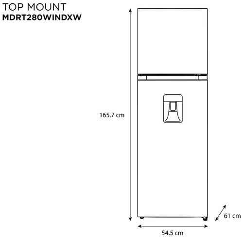 Refrigerador Top Mount Midea 10 P3 Inoxidable Mdrt280Windxw