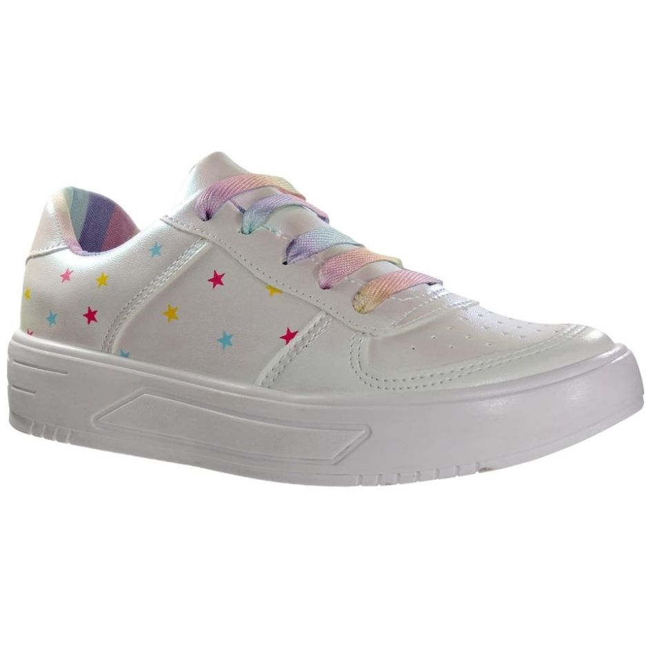 Tenis para Niña Tipo Skate con Estrellas 18-21 Blanco Blasito