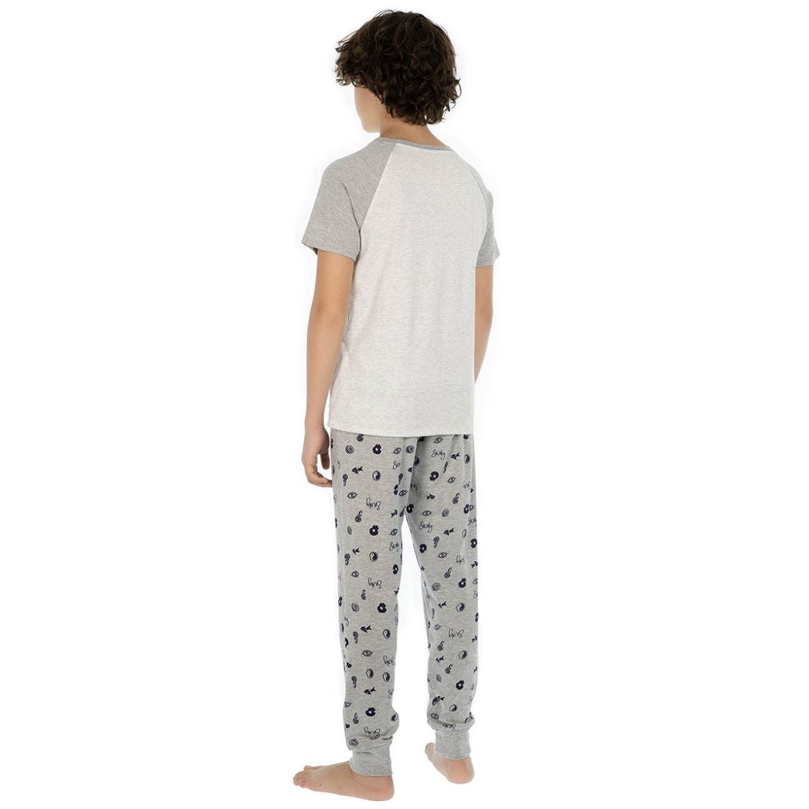 Pijama para Niño Manga Corta Jogger Estampado Mano de Paz Skinny