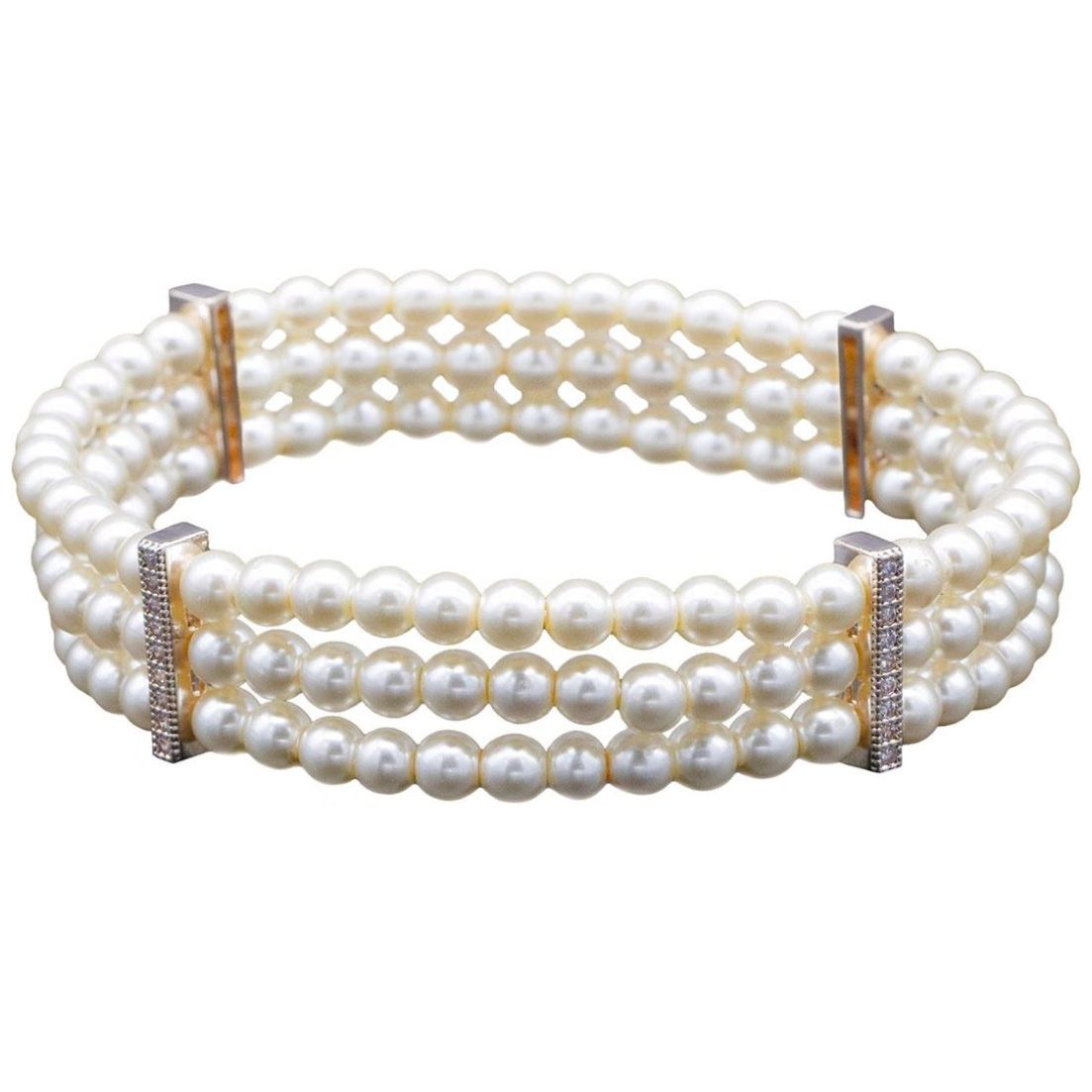 Pulsera en Dorado de Perlas con Circonias Queen Victoria