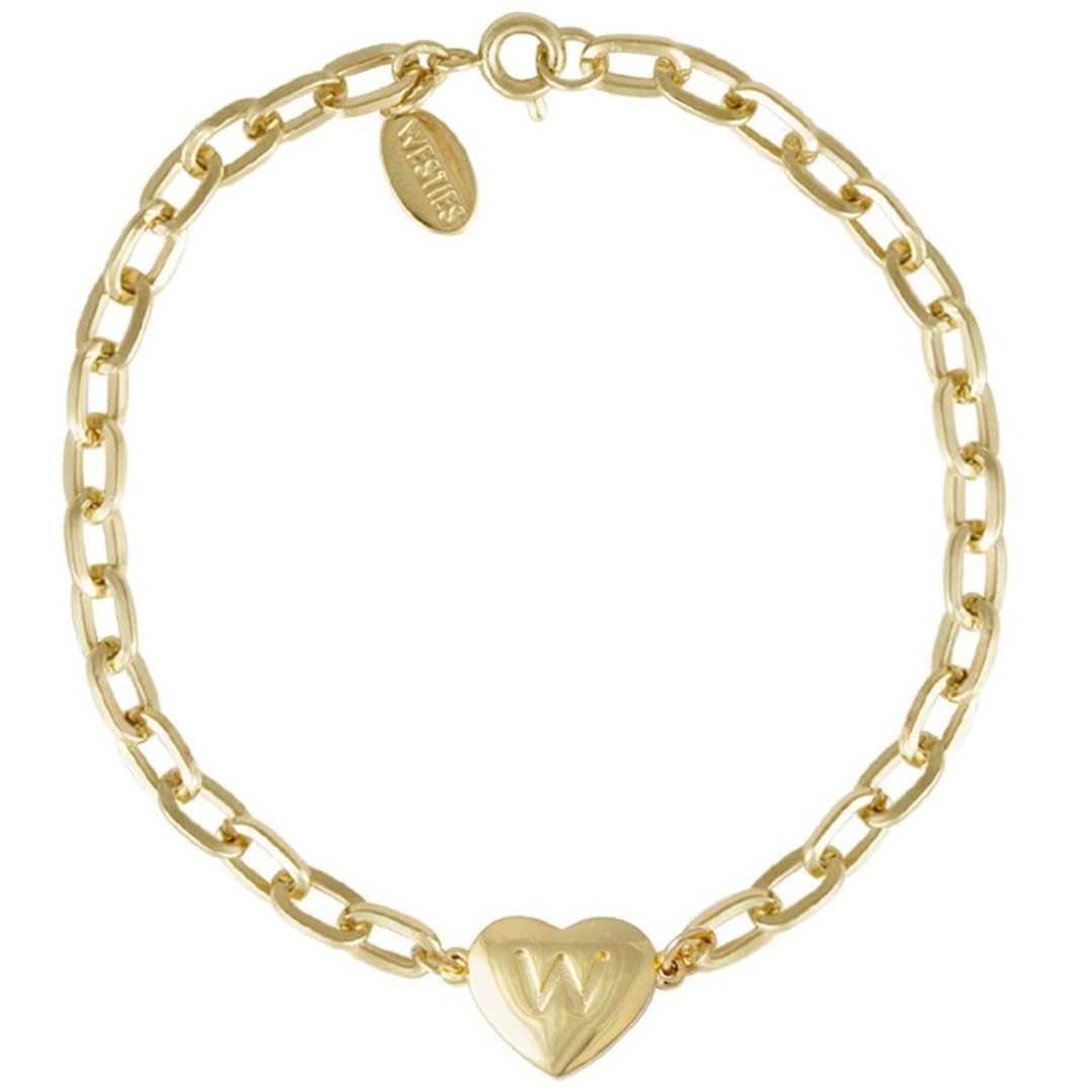 Pulsera en Dorado de Corazón con W Grabada Westies