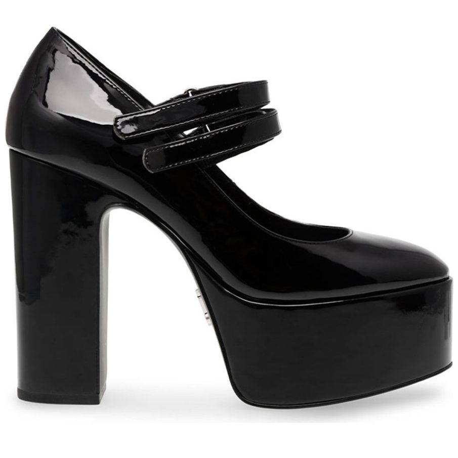 Zapatilla de Plataforma con Doble Tira Ajustable Negra Steve Madden