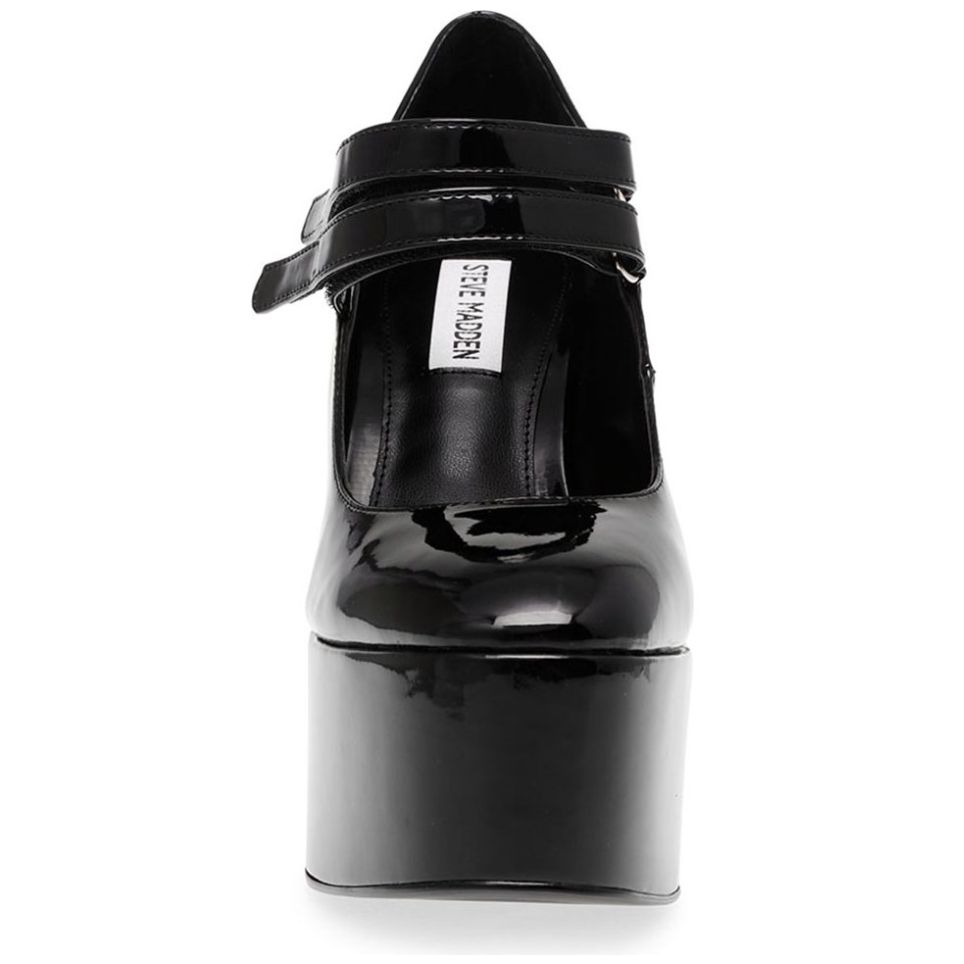 Zapatilla de Plataforma con Doble Tira Ajustable Negra Steve Madden