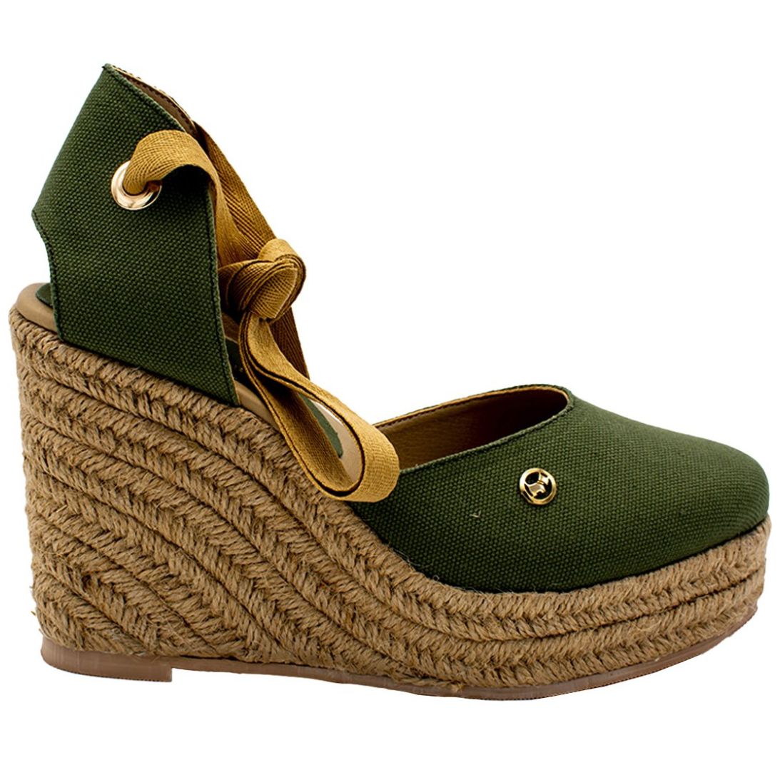 Alpargata con Cuña Y Liston Verde Ferrioni