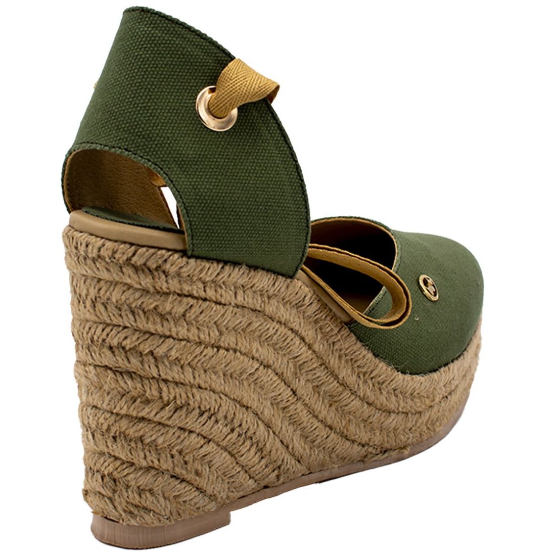 Alpargata con Cuña Y Liston Verde Ferrioni