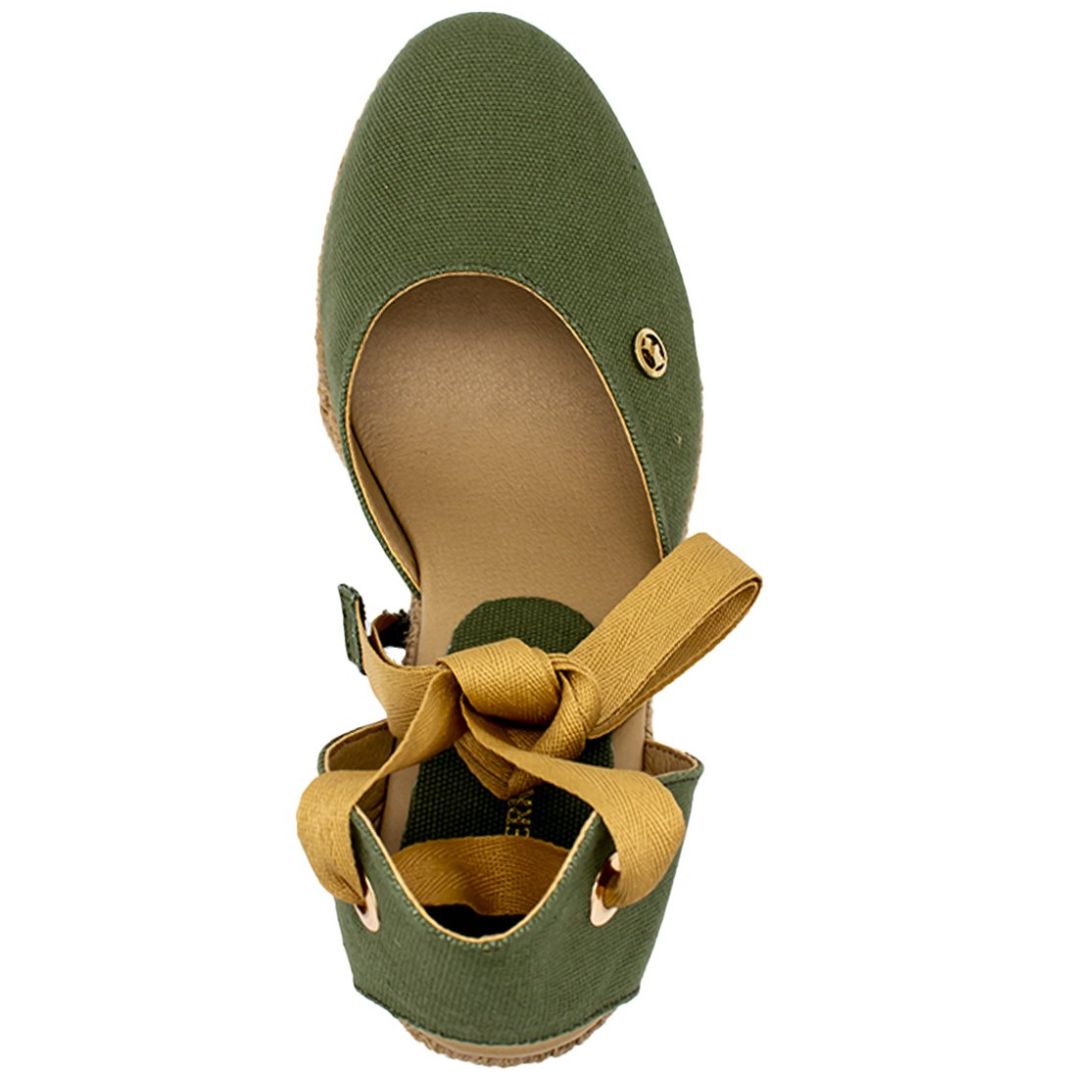 Alpargata con Cuña Y Liston Verde Ferrioni
