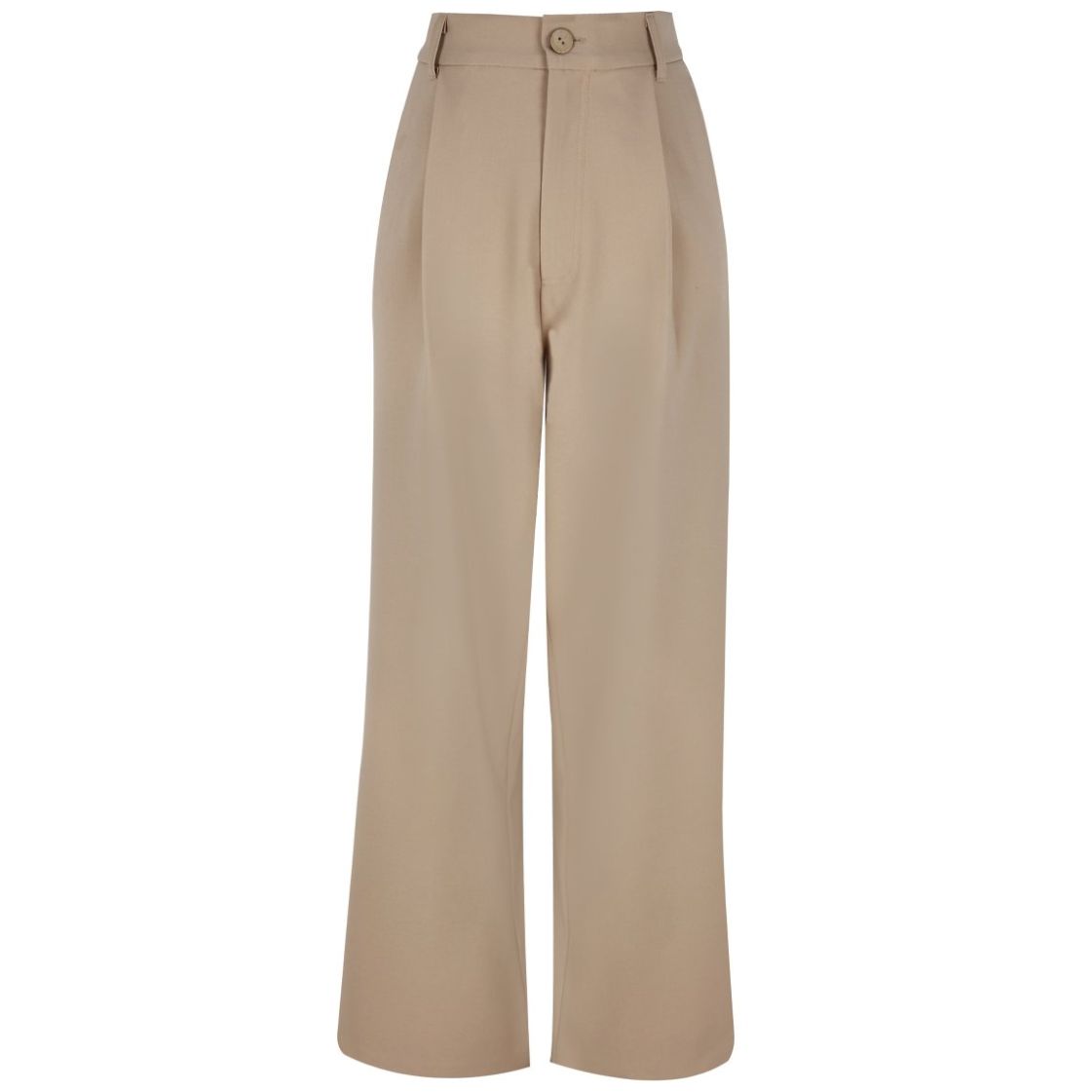 Pantalón Elle Corte Wide Leg Diseño con Presillas, Botón y Falsos Bolsillos