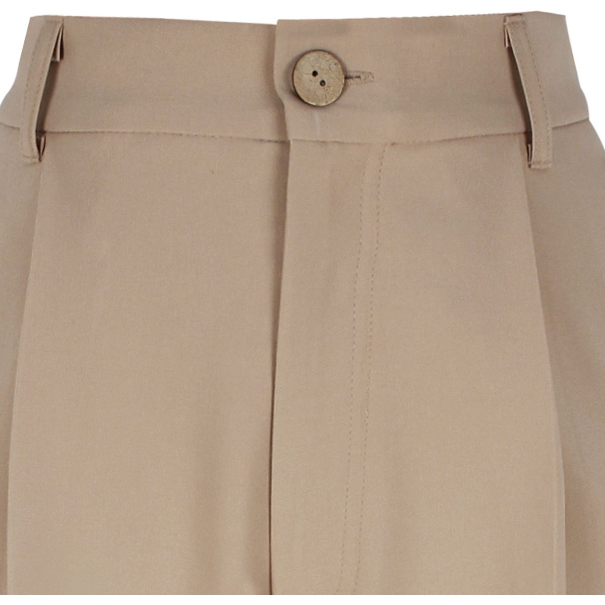 Pantalón Elle Corte Wide Leg Diseño con Presillas, Botón y Falsos Bolsillos