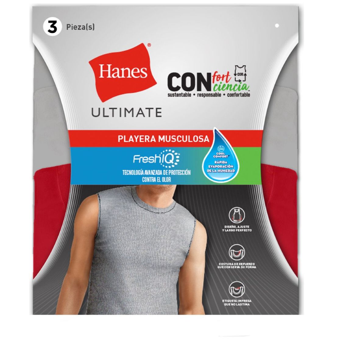 Paquete de 3 Playera Musculosa para Hombre Hanes