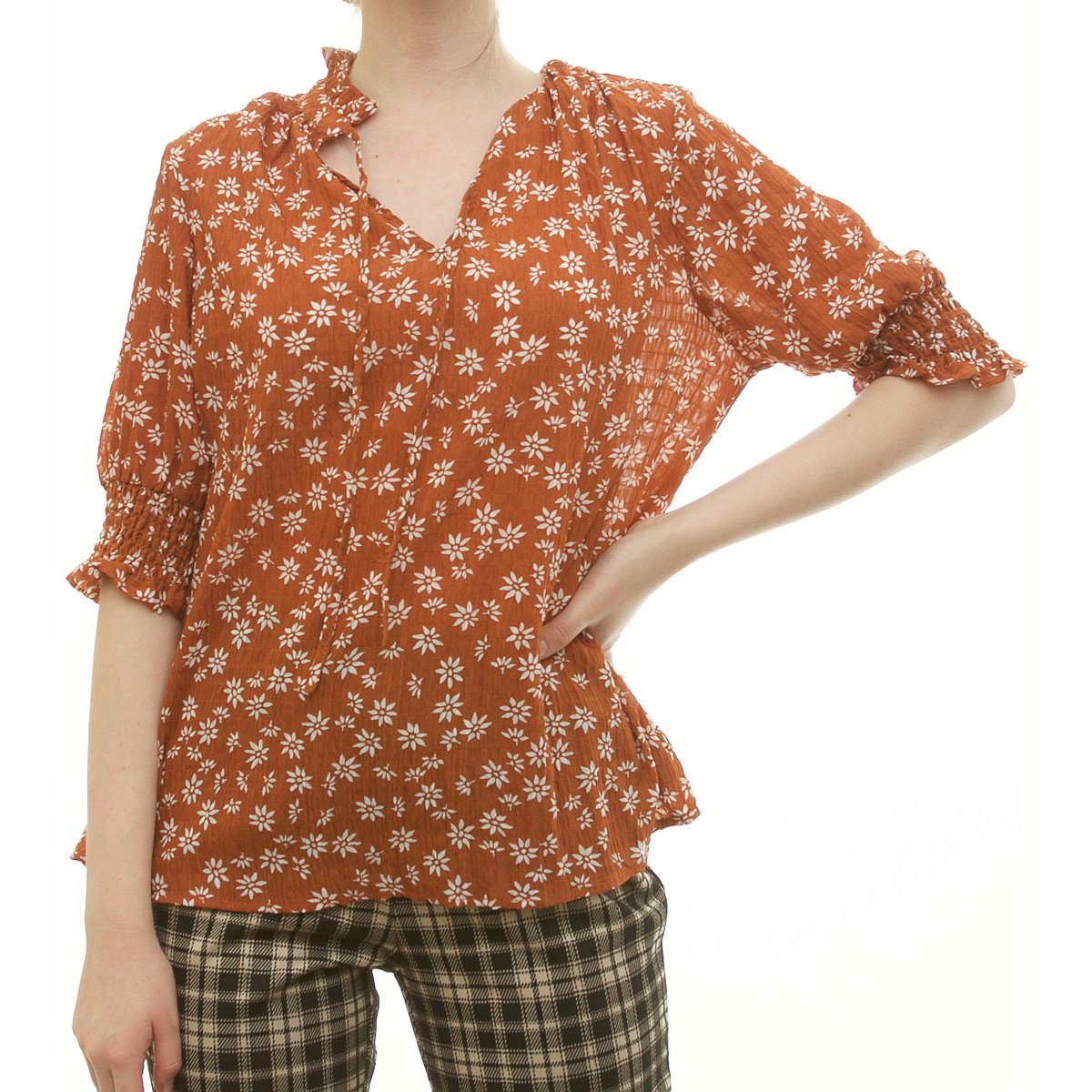 Blusa Cuello Ruffle para Dama Arqueology