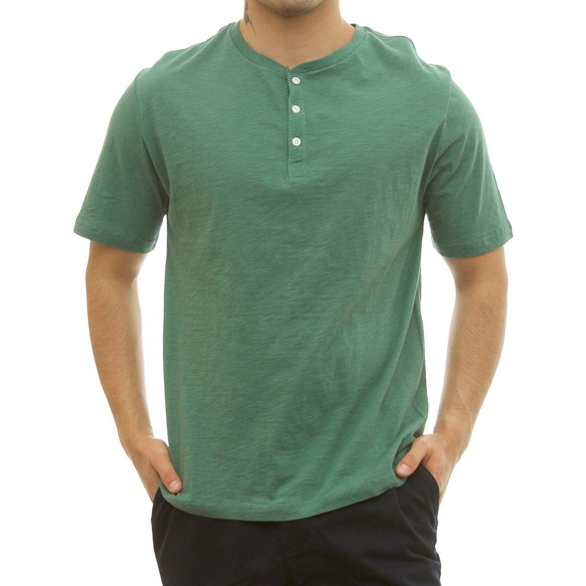 Playera Manga Corta Cuello Henley para Hombre J.opus