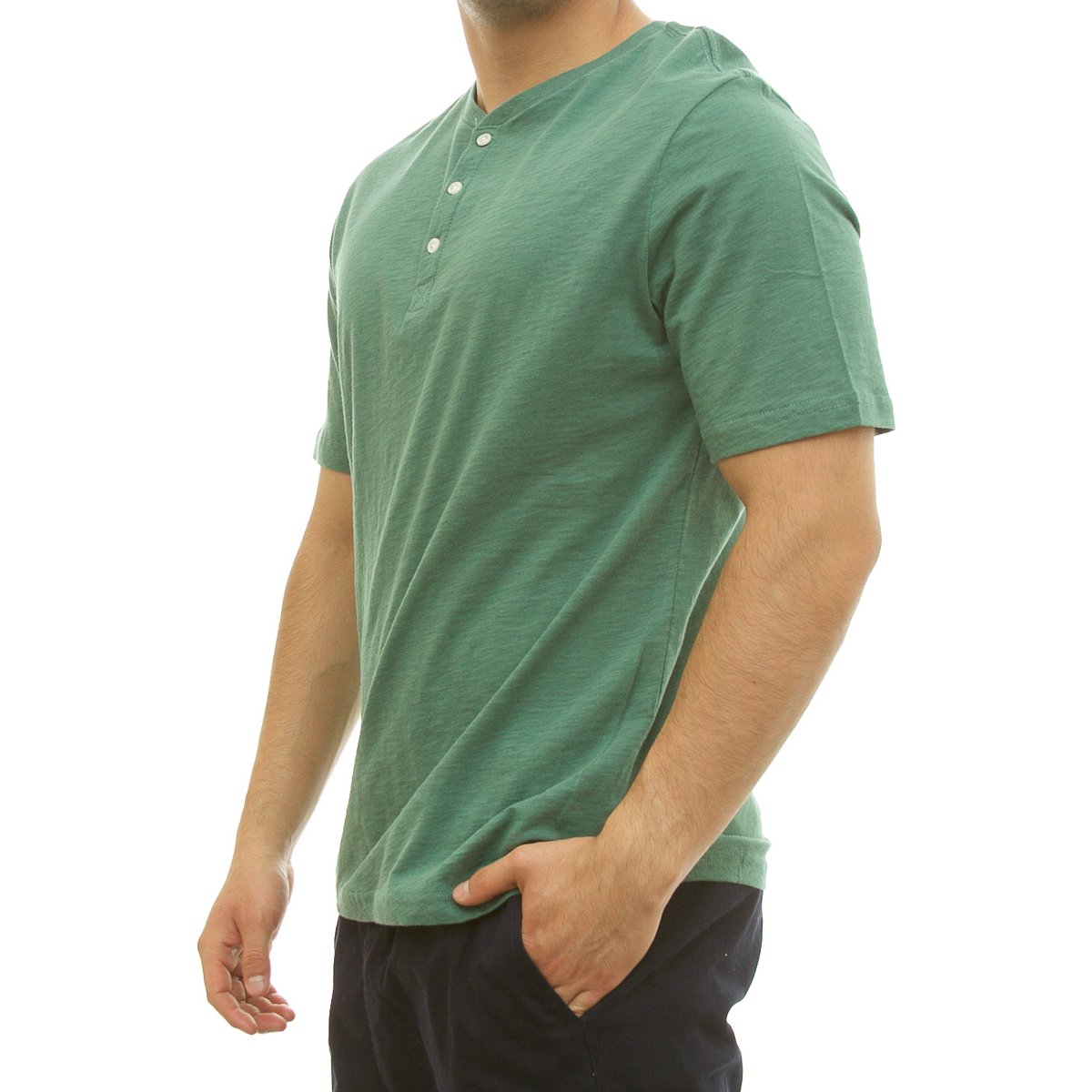 Playera cuello henley online hombre