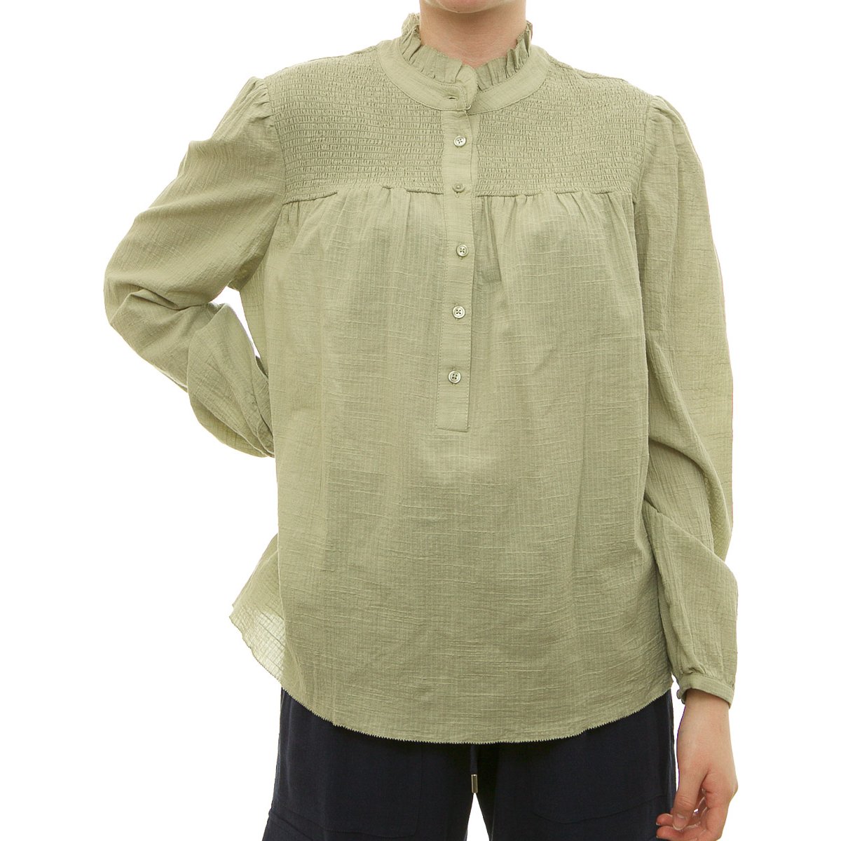 Blusa Lisa Manga Larga Cuello Ruffle para Dama Voltaire & Voltaire