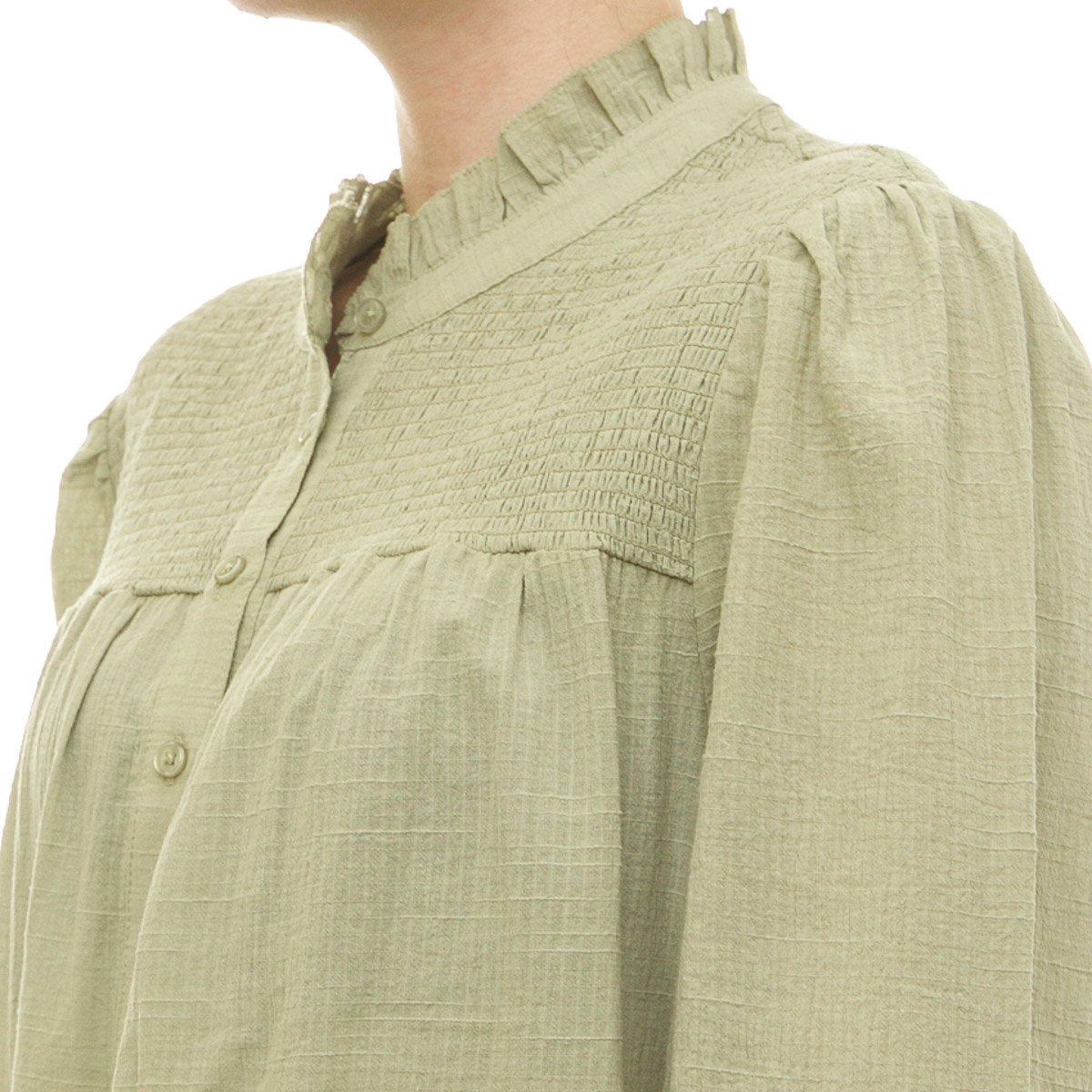 Blusa Lisa Manga Larga Cuello Ruffle para Dama Voltaire & Voltaire