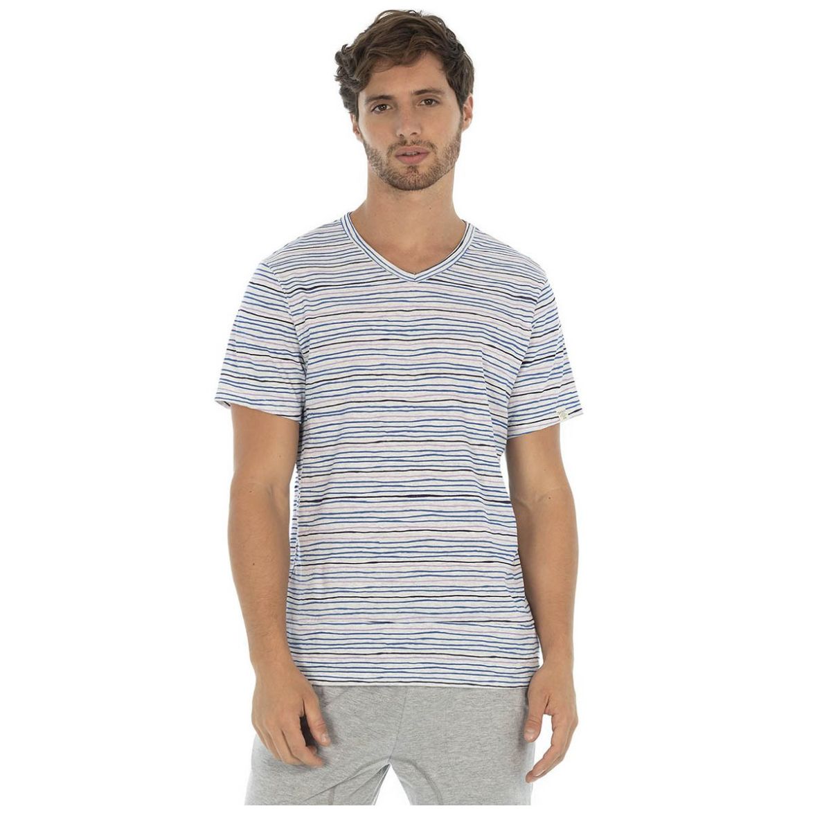 Playera para Hombre con Estampado Rayas Skiny