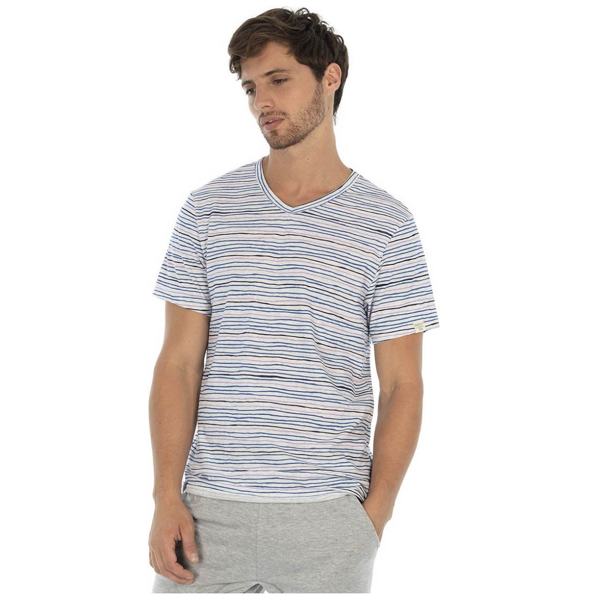 Playera para Hombre con Estampado Rayas Skiny