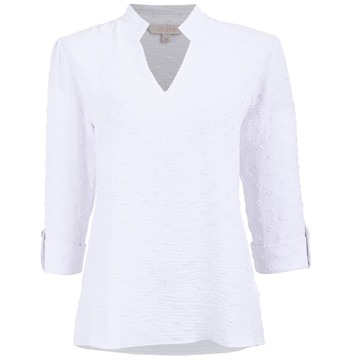 Blusa Cuello Mao en V Manga 3/4 Life Styler para Mujer