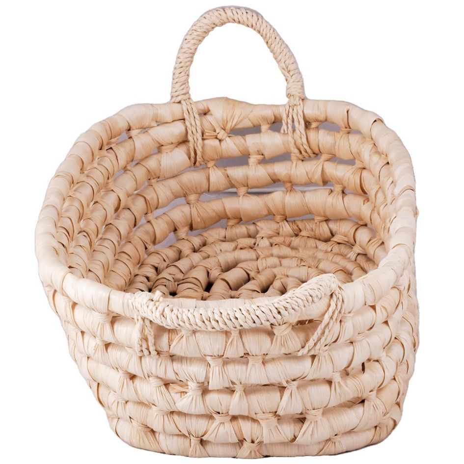 Home Nature Canasta Tanok Tejida con Hojas de Maíz, Paja Y Cuerda de Papel 30*20 Cm