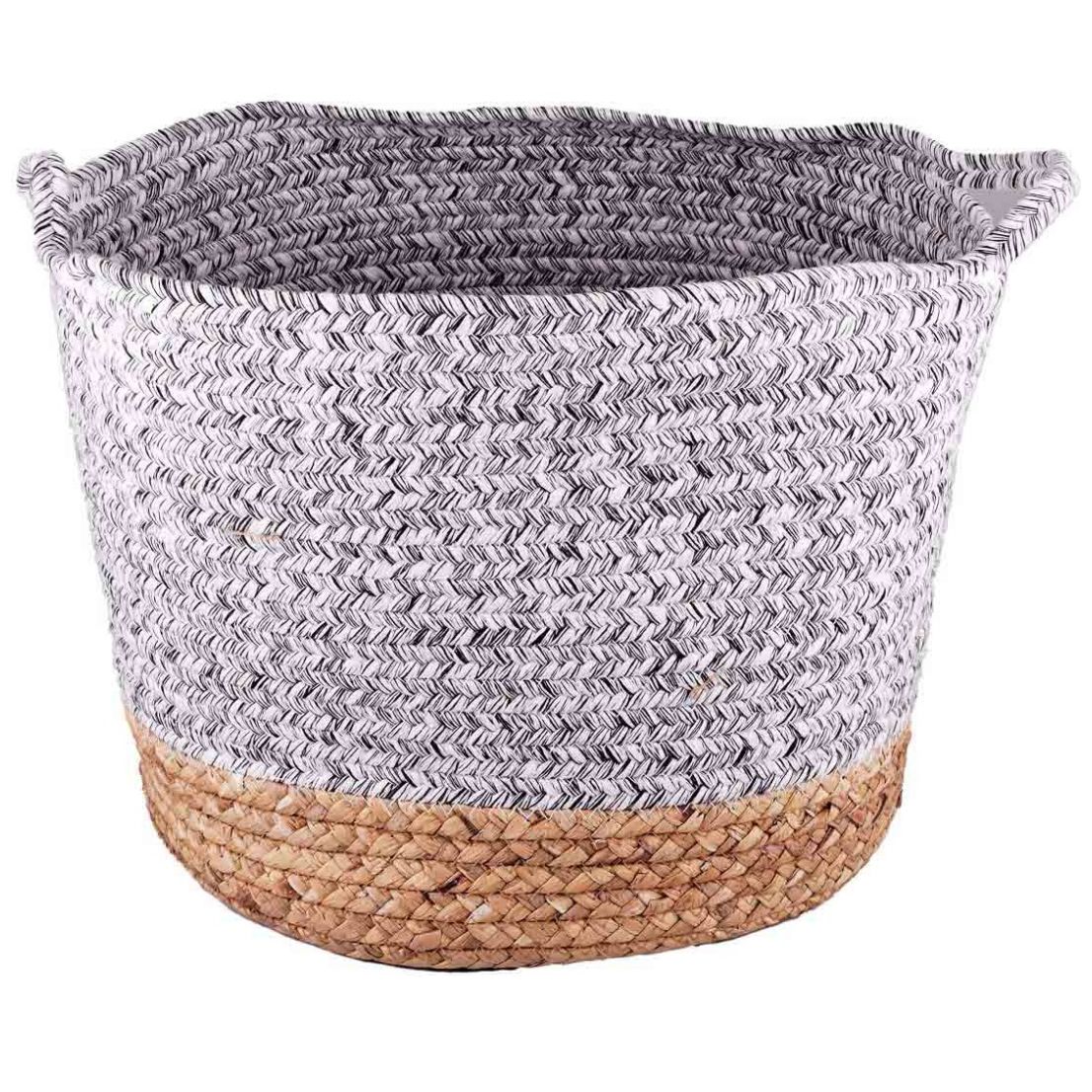 Home Nature Canastas Sathiry Grande Tejidas con Hojas de Maíz, Paja Y Cuerda de Papel  39.5*25.5*13 Cm