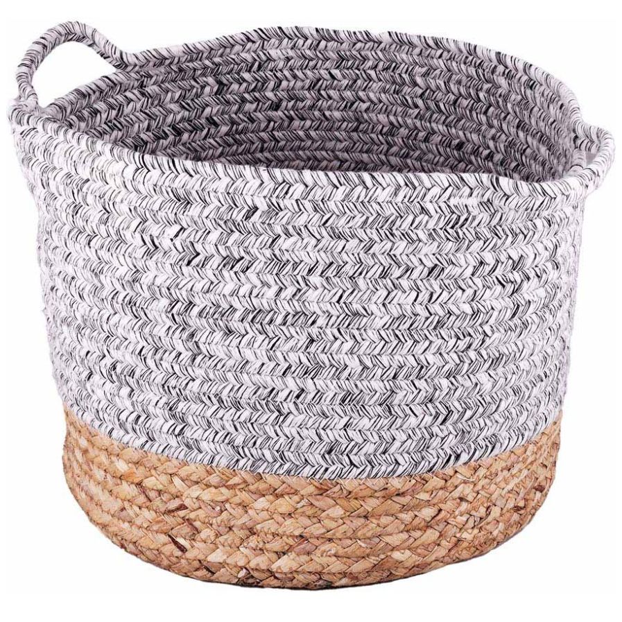 Home Nature Canastas Sathiry Grande Tejidas con Hojas de Maíz, Paja Y Cuerda de Papel  39.5*25.5*13 Cm