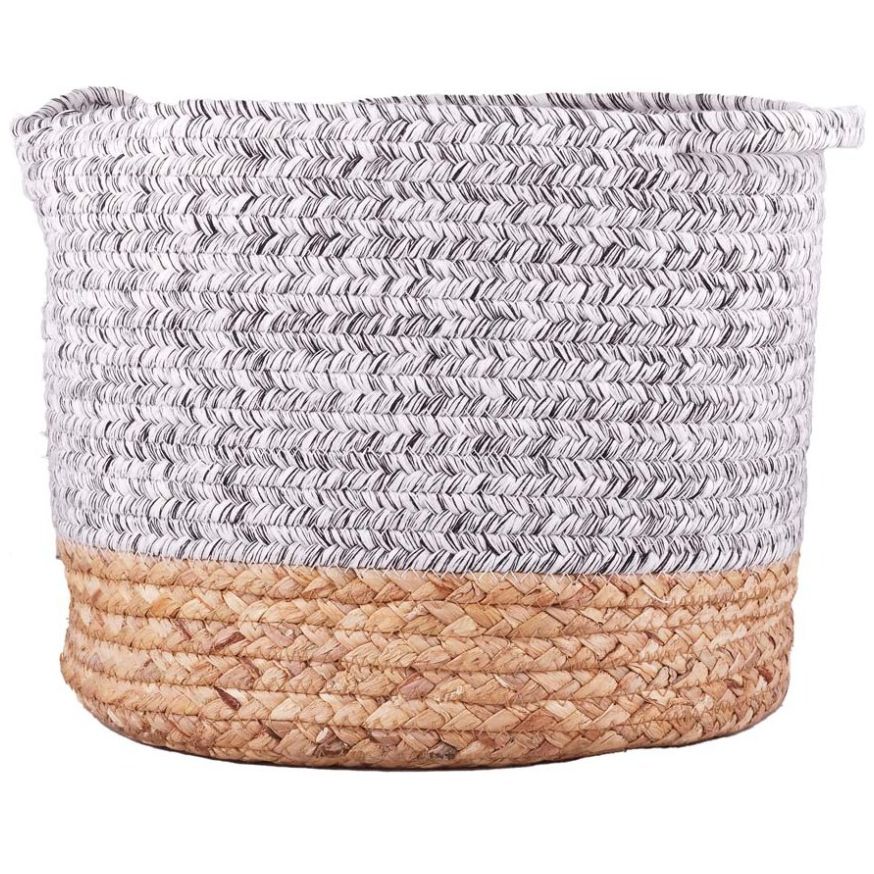 Home Nature Canastas Sathiry Grande Tejidas con Hojas de Maíz, Paja Y Cuerda de Papel  39.5*25.5*13 Cm