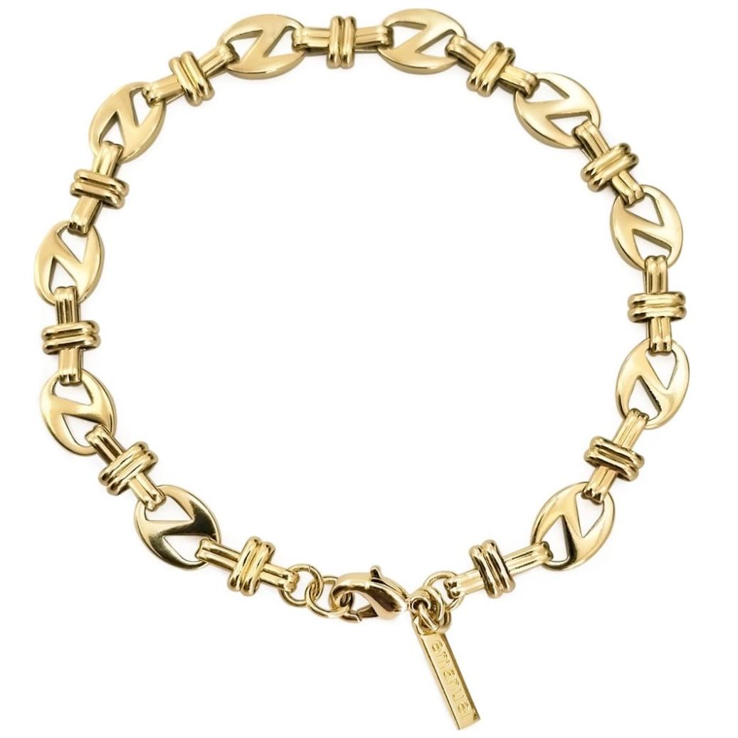 Pulsera en Dorado con Cadena Especial Plana Ovalada Emanuel Ungaro