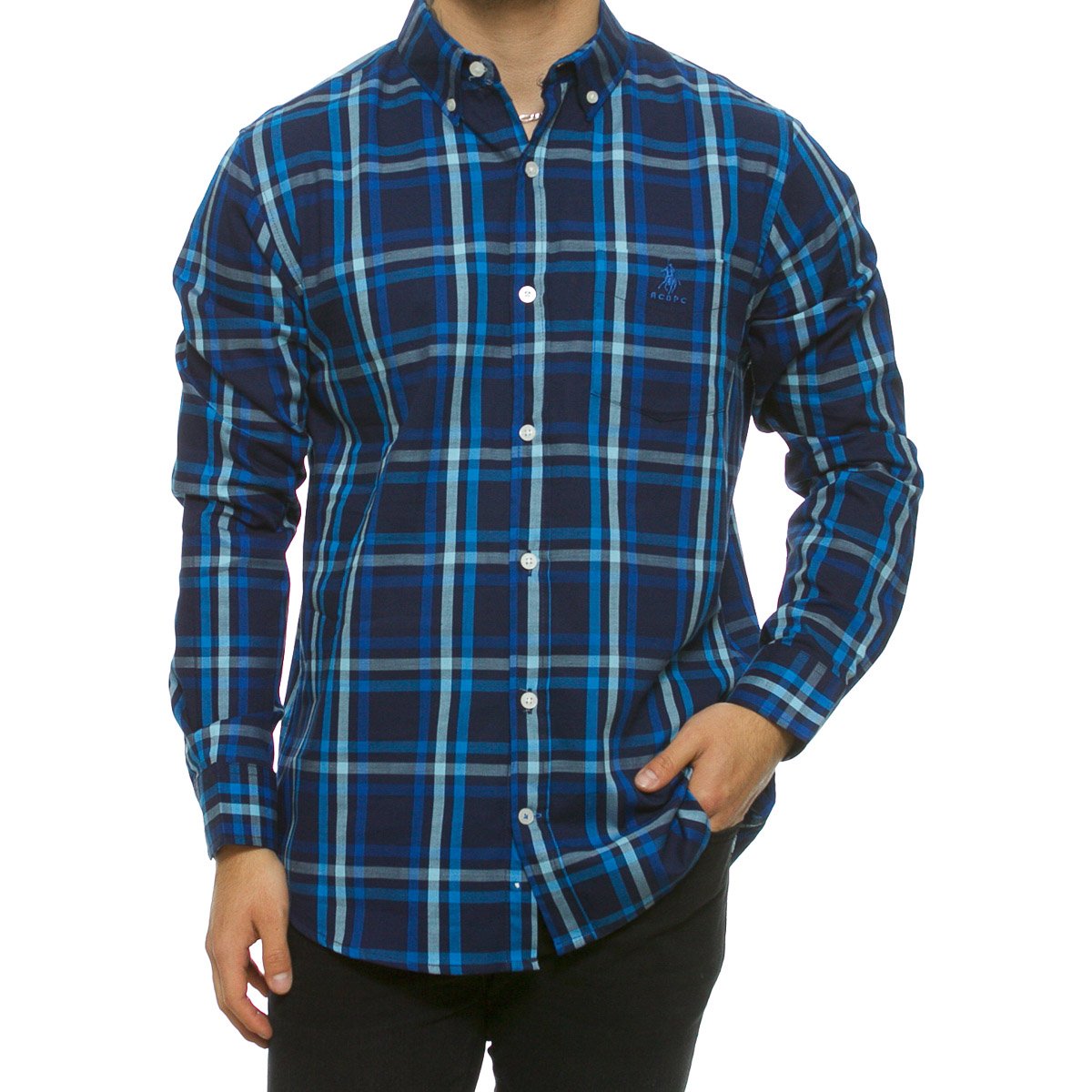 Camisa Ml Cas Cuad Marino Polo Club P11474