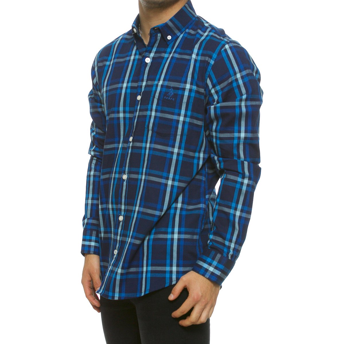 Camisa Ml Cas Cuad Marino Polo Club P11474