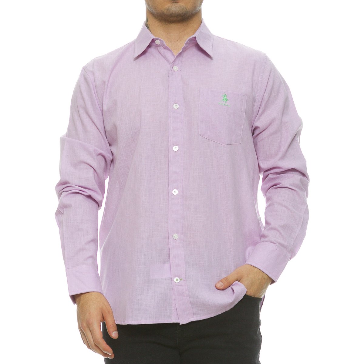 Camisa Ml Cas Lino Lila Polo Club P11487