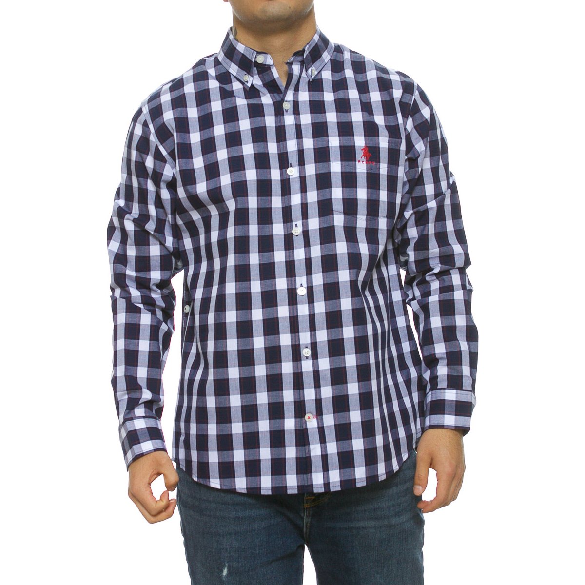 Camisa Ml Cas Cuad Marino Polo Club P11470