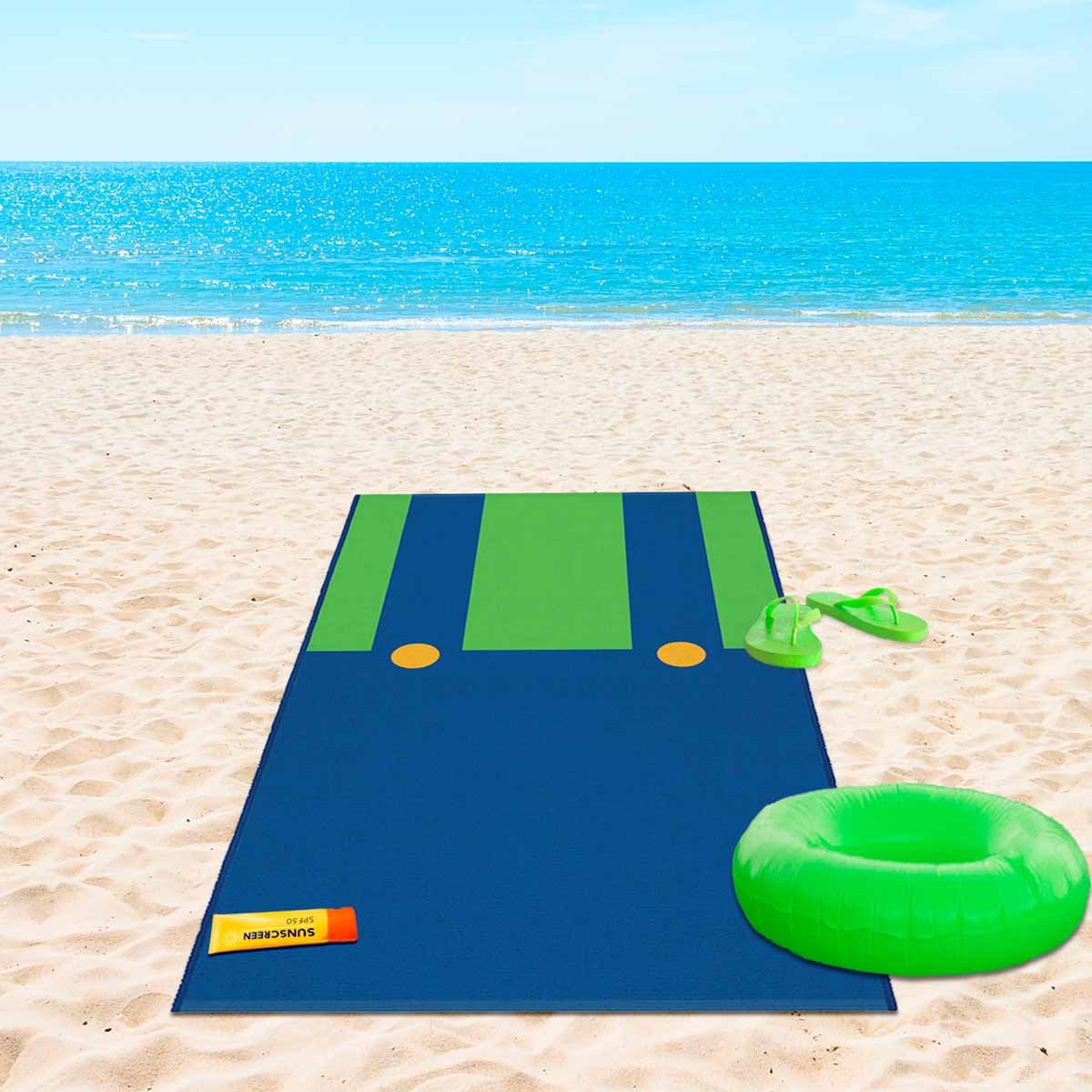 Toalla Playa Mario 2 Verde 240G 74 Cm X 1.47 Mts Micf Mario Bros