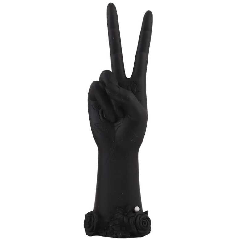 Home Nature Figura Decorativa Mano Peace Color Negro 20*7.5*6.5 Cm