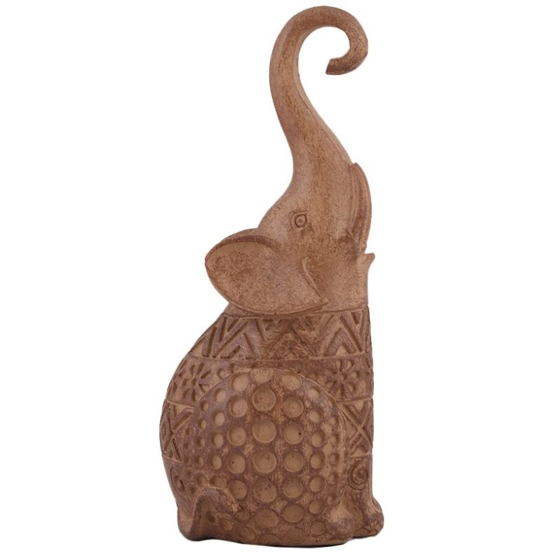 Home Nature Figura Decorativa Elefante India Mediano Color Café 19*8*7 Cm