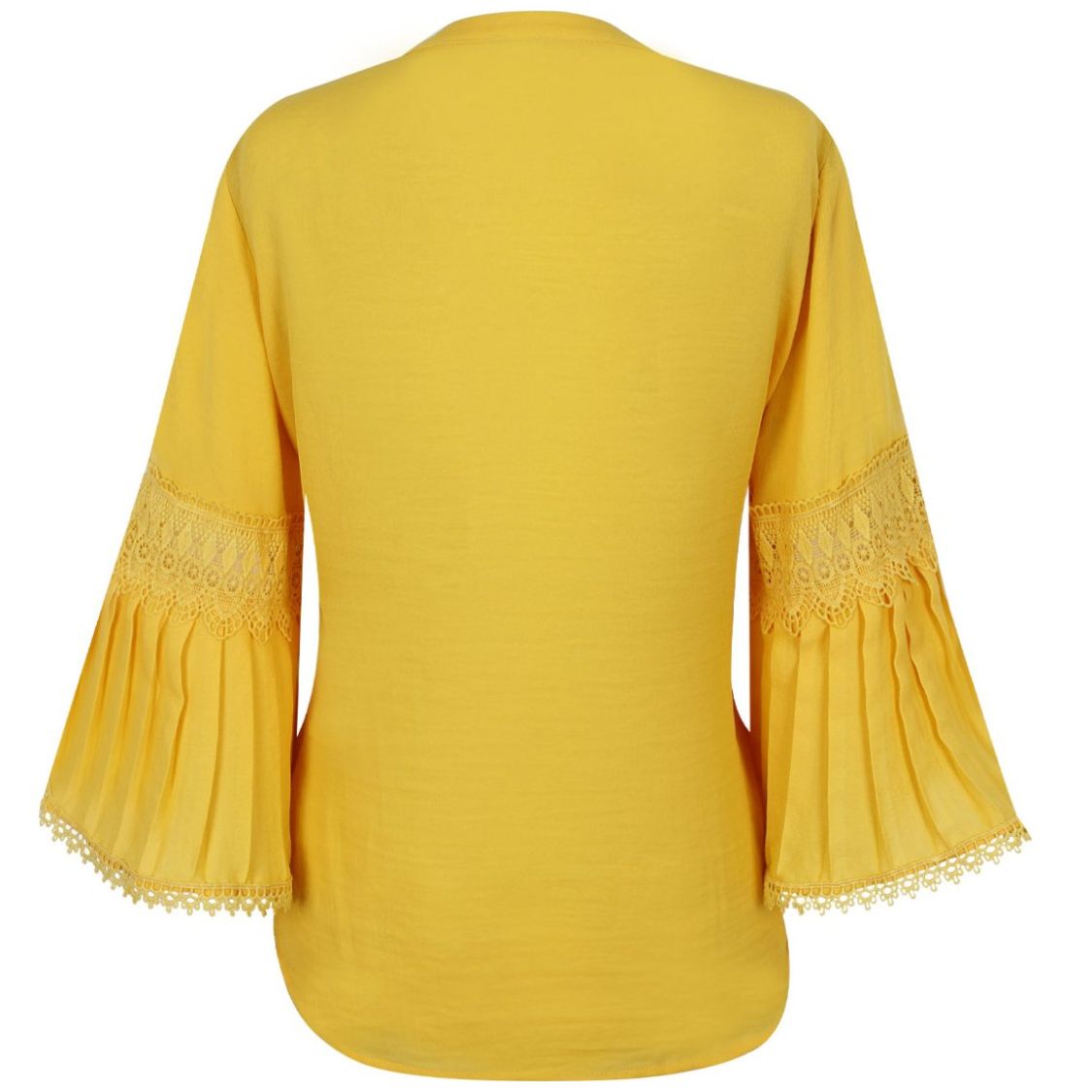 Blusa Basel Manga Larga Tipo Campana Cuello Redondo Escote en V Diseño Liso