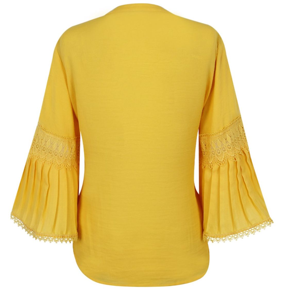 Blusa Basel Manga Larga Tipo Campana Cuello Redondo Escote en V Diseño Liso