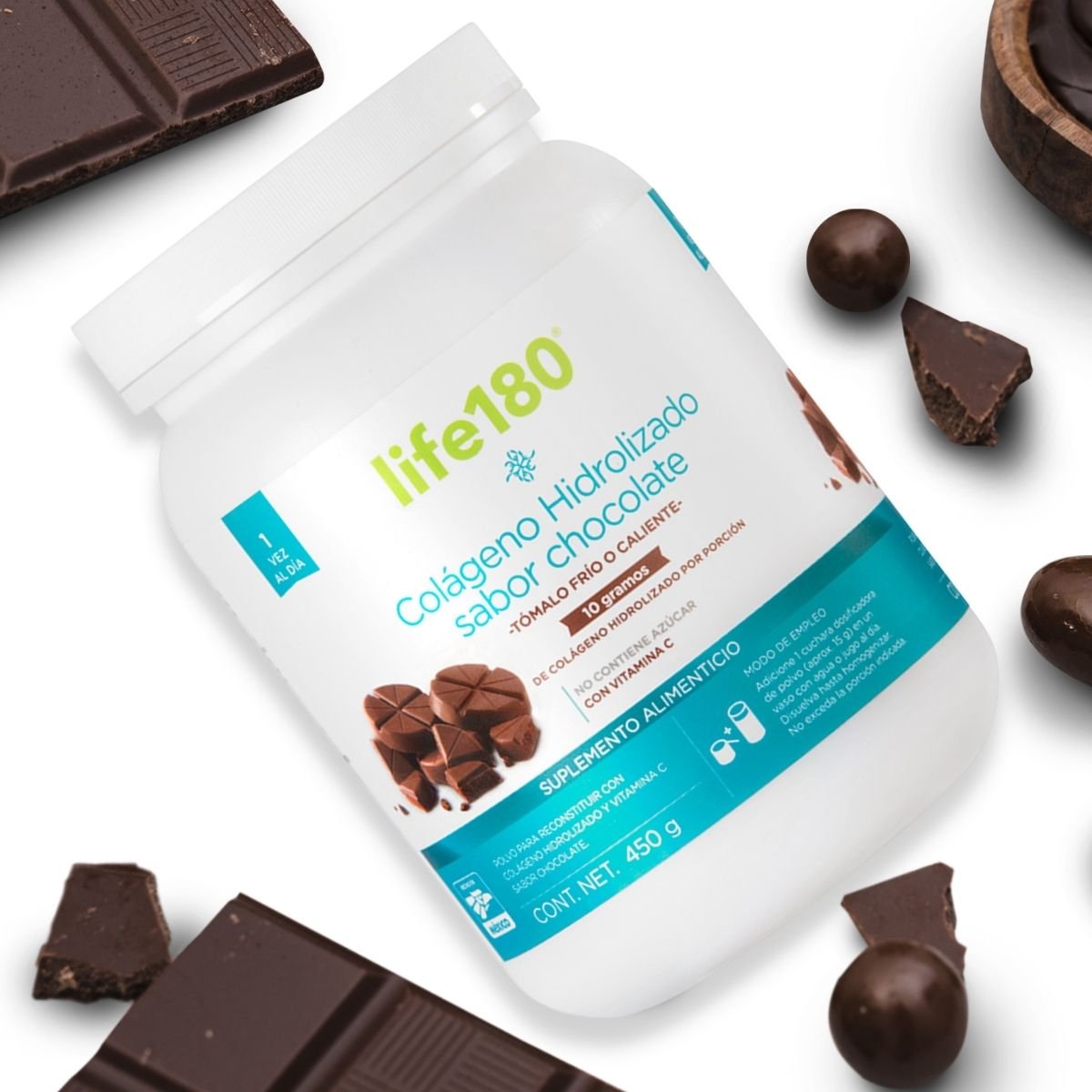 Colágeno Hidrolizado Life 180 Sabor Chocolate de 450Gr