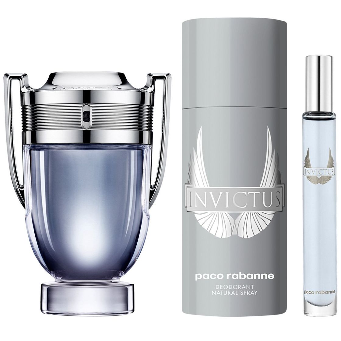 Paco Rabanne Invictus Set para Hombre Perfume Edt 100Ml + Desodorante 150Ml + Perfume de Bolsillo 10Ml