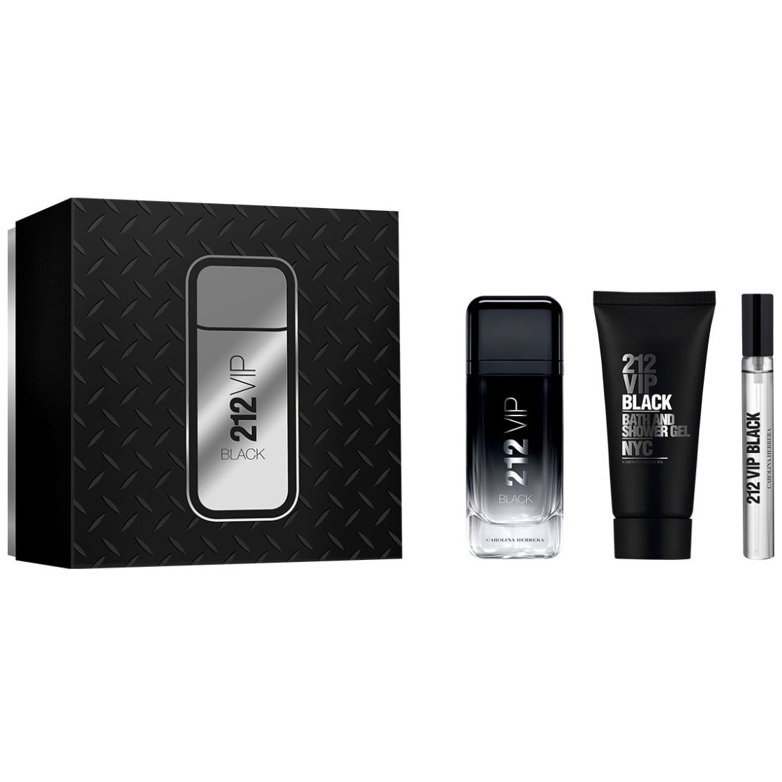 Carolina Herrera 212 Vip Black Men Set para Hombre Perfume Edp 100Ml + Shower Gel 100Ml + Perfume de Bolsillo 10Ml