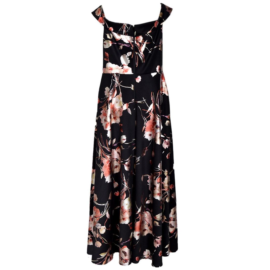 Vestido Largo Escote V Falda con Tablones para Mujer