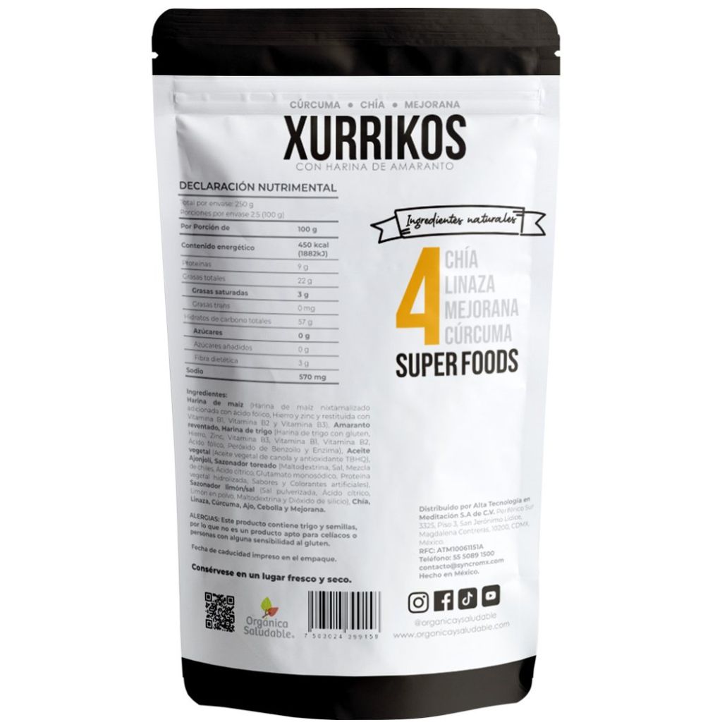  Churritos de Amaranto Sabor Toreado 250 G