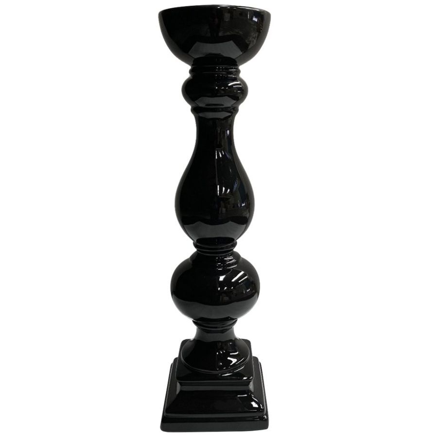 Candelabro Mediano de Cerámica Color Negro para Vela