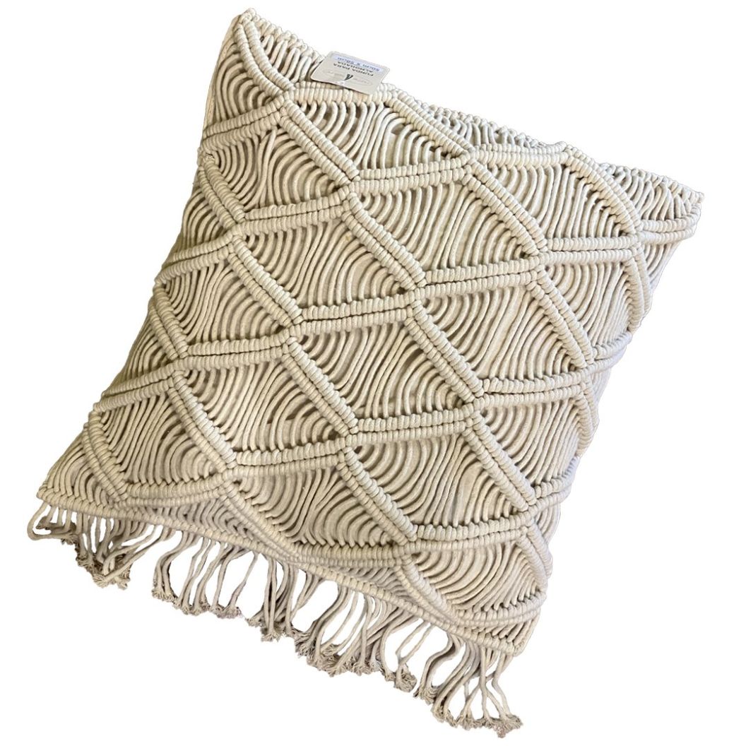 Home Nature Cojín Macrame Rombo Deshilado Natural