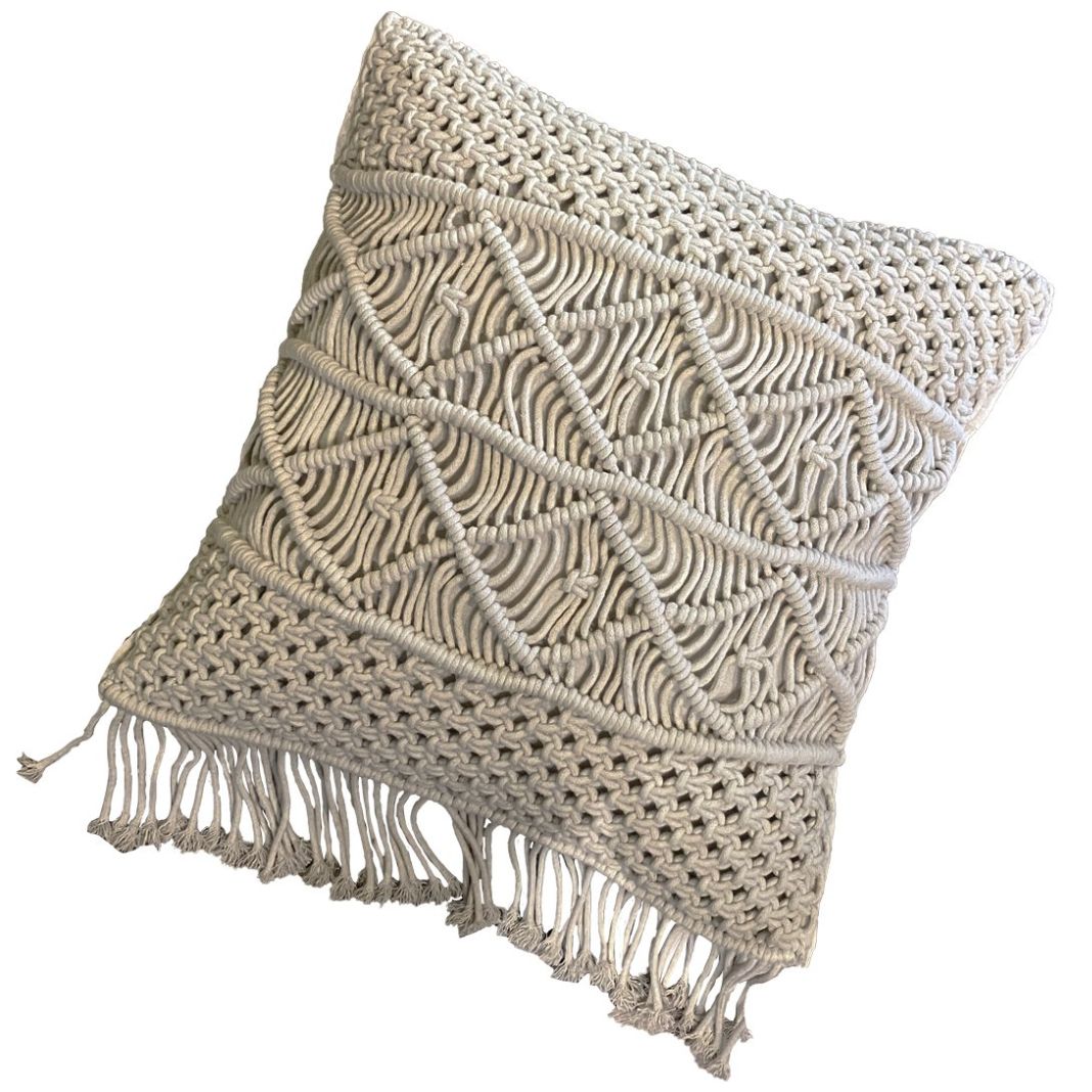 Home Nature Cojín Macrame Doble Rombo Natural