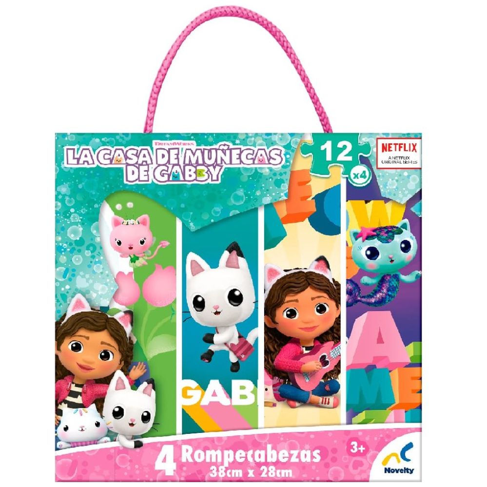Rompecabezas 4 en 1 Gabby´s Dollhouse 12 Piezas Cada uno