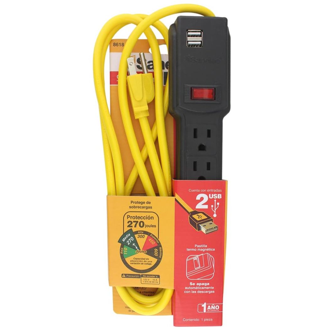 Supresor de Picos Sanelec 270 Joules C/ Usb