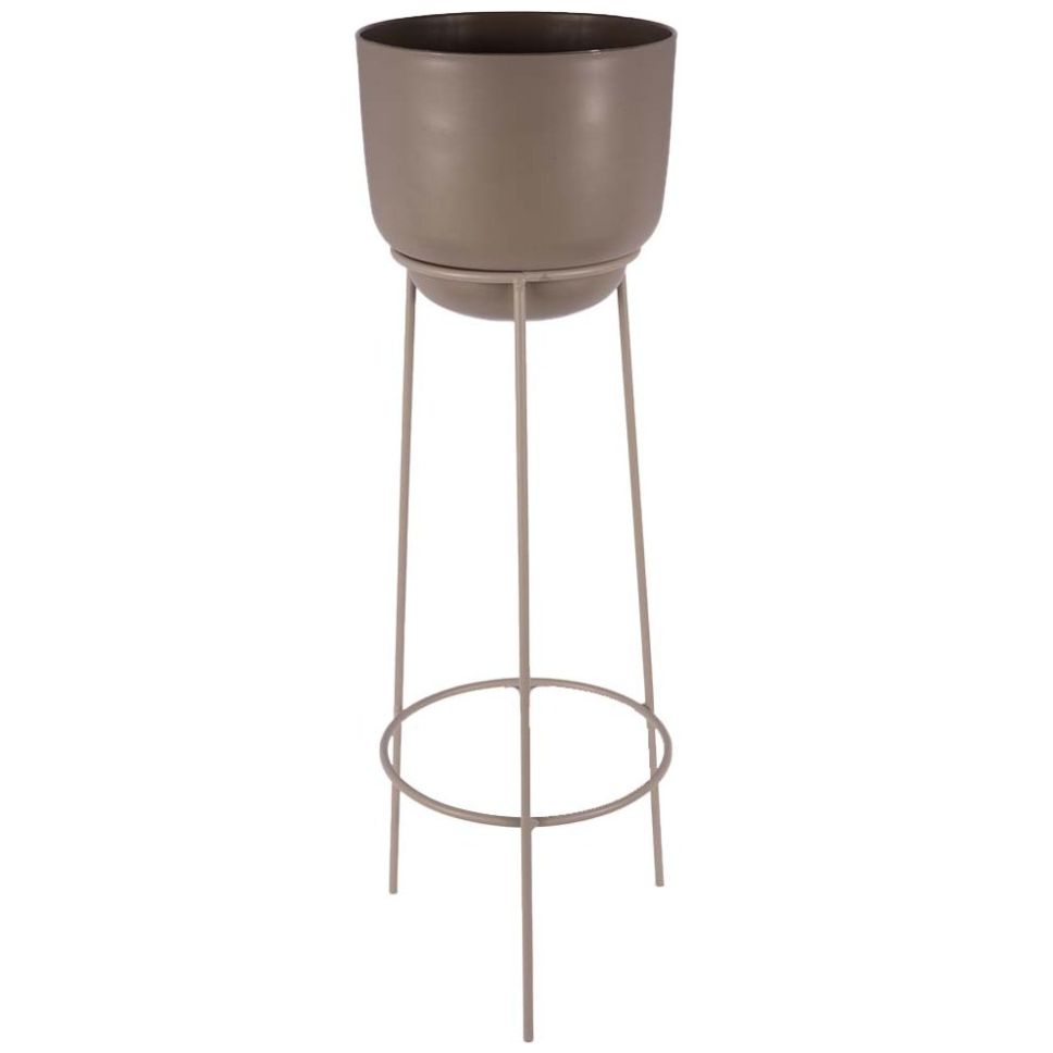 Home Nature Maceta "adal" Grande de Plástico con Base de Herrería Color Beige 54.5*19*18 Cm