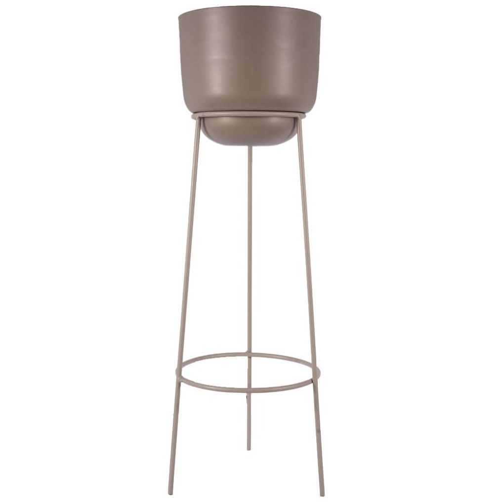 Home Nature Maceta "adal" Grande de Plástico con Base de Herrería Color Beige 54.5*19*18 Cm